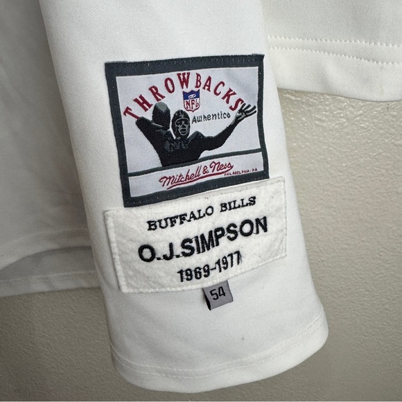 Vintage Mitchell Ness O.J. Simpson 32 Buffalo Bills Long Sleeve Jersey Size 54 - Picture 2 of 11